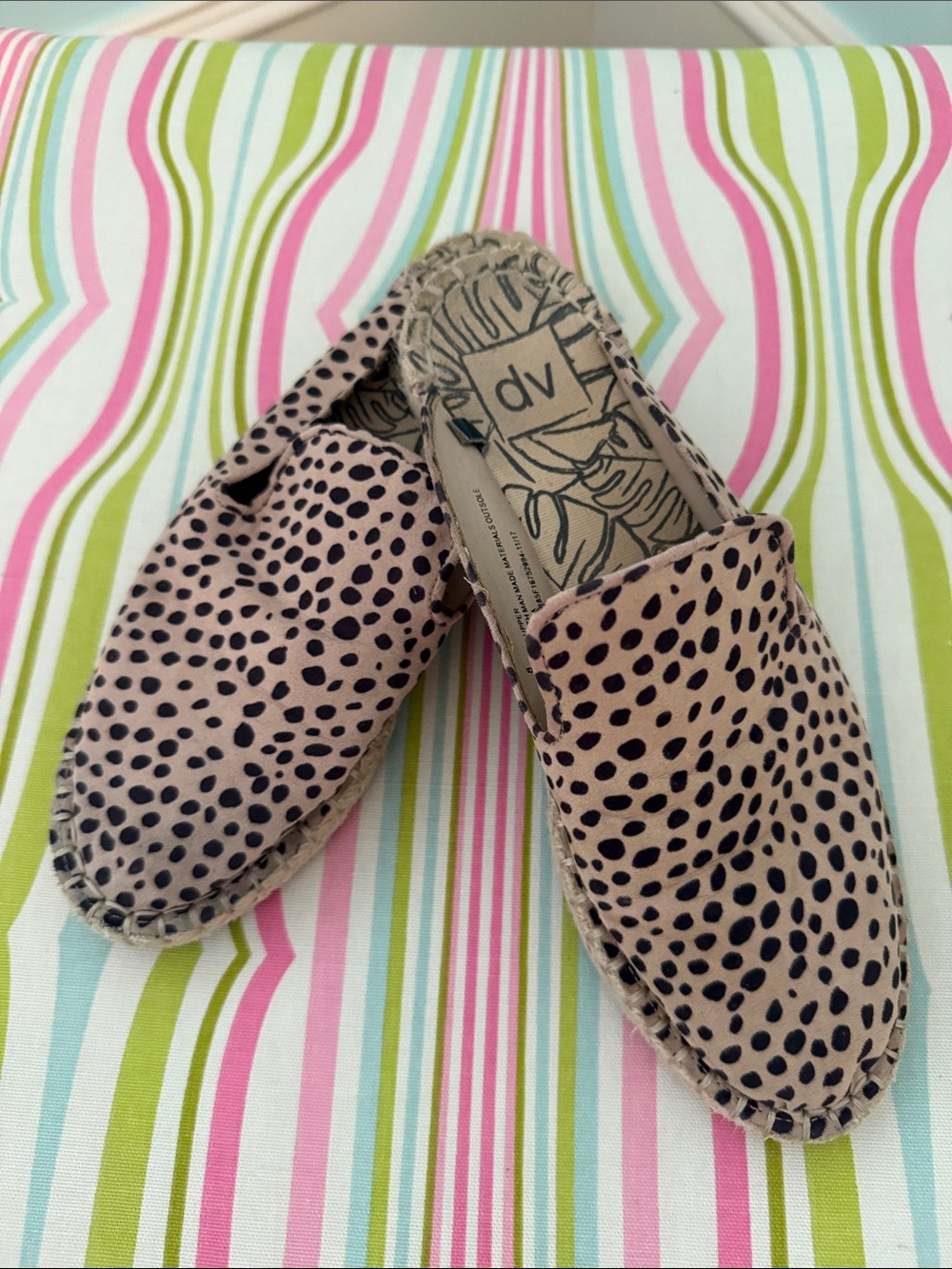 dv by Dolce Vita BrownTan  Leopard Espadrilles Print Mules, open side flats 8